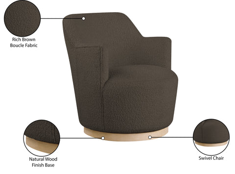 Juniper Brown Boucle Fabric Upholstered Swivel Accent Chair, 1 Piece