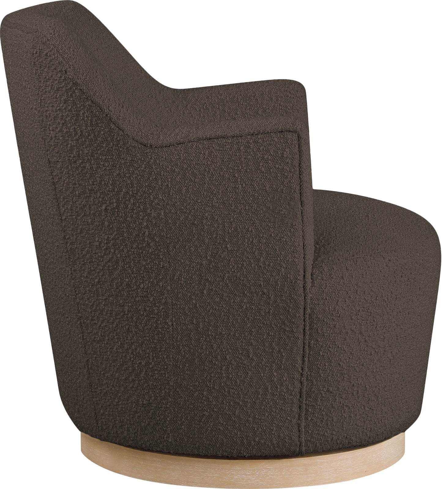 belinda brown boucle fabric swivel accent chair brown