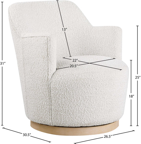 Juniper Cream Boucle Fabric Upholstered Swivel Accent Chair, 1 Piece