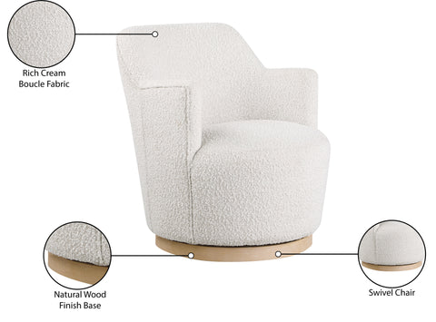 Juniper Cream Boucle Fabric Upholstered Swivel Accent Chair, 1 Piece