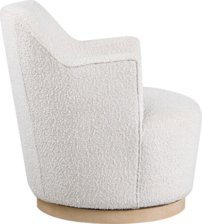 Belinda Cream Boucle Fabric Swivel Accent Chair Cream