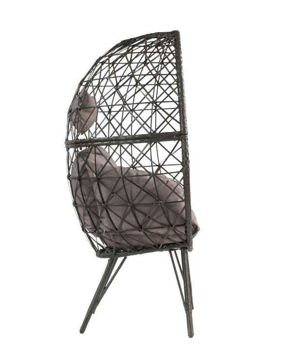 canine patio lounge chair, light gray fabric & black wicker