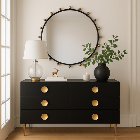 Celeste 32" Black Metal Frame Mirror, 1 Piece