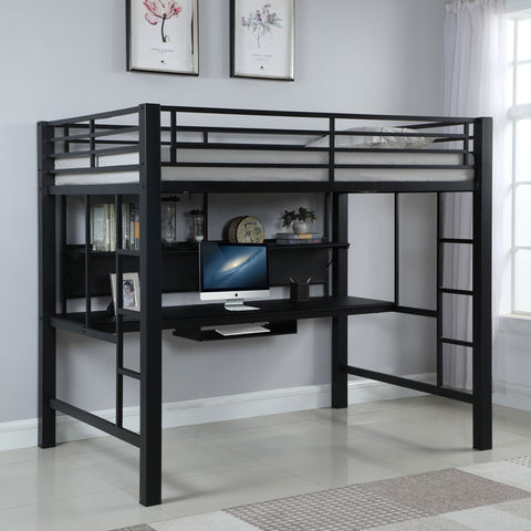 Darius Full Workstation Loft Bed BlackBlack