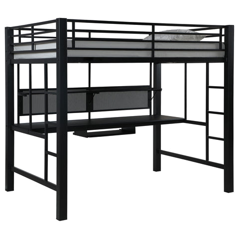 Darius Full Workstation Loft Bed BlackBlack