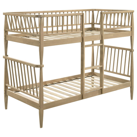 Hewitt Windsor Twin Over Twin Wood Bunk Bed with Ladder Almond