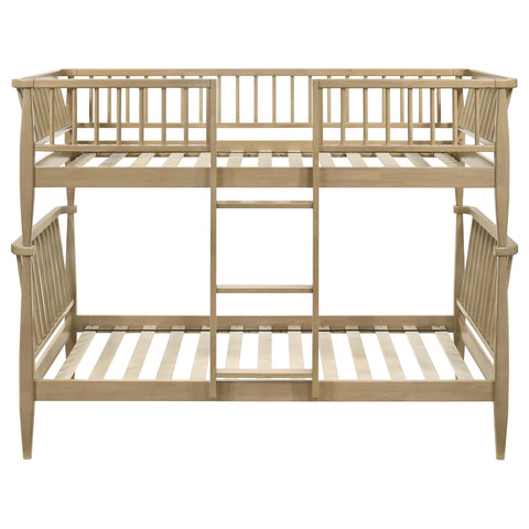 Hewitt Windsor Twin Over Twin Wood Bunk Bed with Ladder Almond