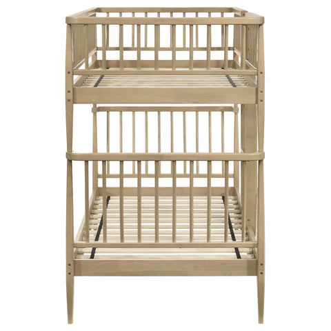 Hewitt Windsor Twin Over Twin Wood Bunk Bed with Ladder Almond