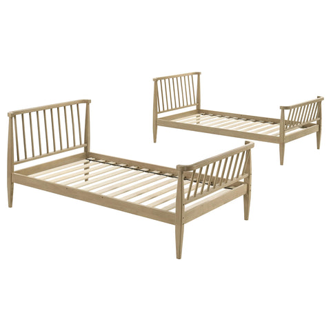 Hewitt Windsor Twin Over Twin Wood Bunk Bed with Ladder Almond