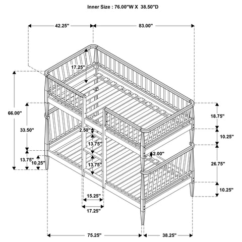 Hewitt Windsor Twin Over Twin Wood Bunk Bed with Ladder Almond