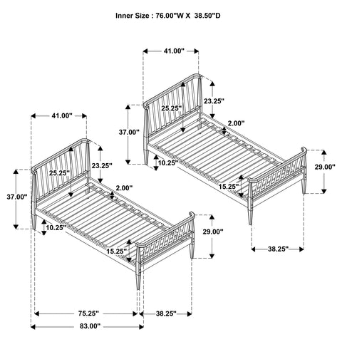 Hewitt Windsor Twin Over Twin Wood Bunk Bed with Ladder Almond