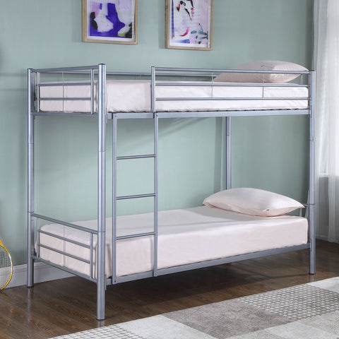 Soledad Metal Twin Over Twin Bunk Bed SilverSilver