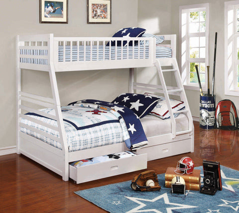 Nala 2-drawer Wood Twin Over Full Bunk Bed WhiteWhite