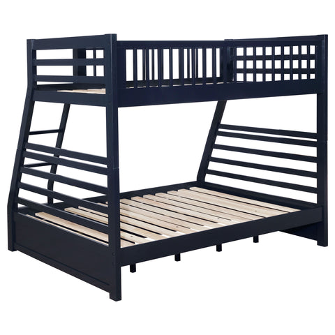 Nala 2-drawer Wood Twin Over Full Bunk Bed Navy BlueNavy Blue