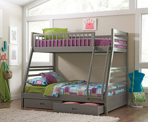 Nala 2-drawer Wood Twin Over Full Bunk Bed GreyGrey