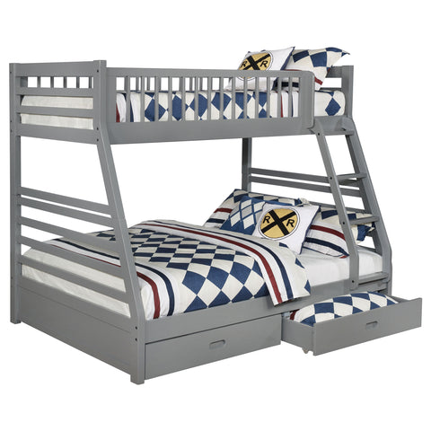 Nala 2-drawer Wood Twin Over Full Bunk Bed GreyGrey