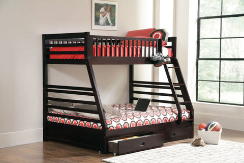 Nala 2-drawer Wood Twin Over Full Bunk Bed CappuccinoCappuccino