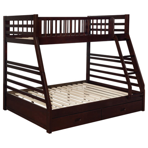 Nala 2-drawer Wood Twin Over Full Bunk Bed CappuccinoCappuccino