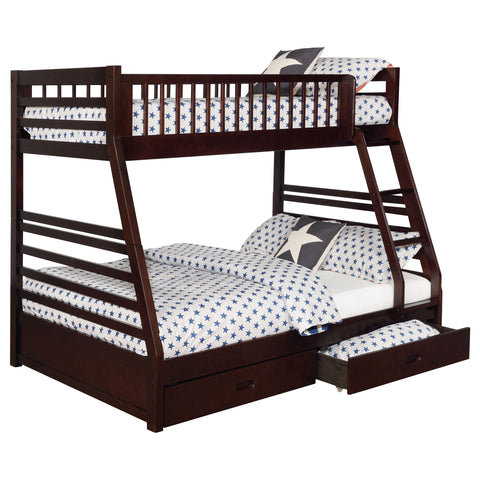 Nala 2-drawer Wood Twin Over Full Bunk Bed CappuccinoCappuccino