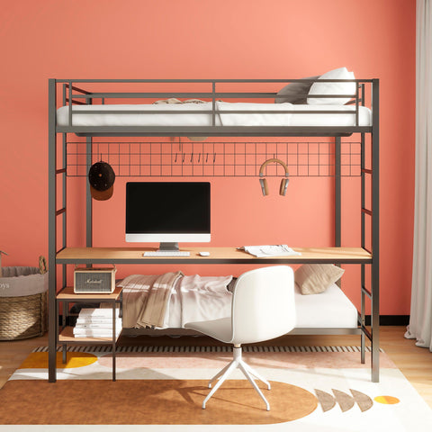 Navarro Full-Over-Twin Workstation Bunk Bed Matte Black
