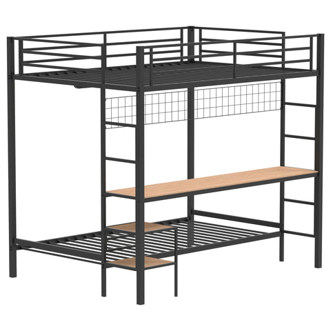 Navarro Full-Over-Twin Workstation Bunk Bed Matte Black