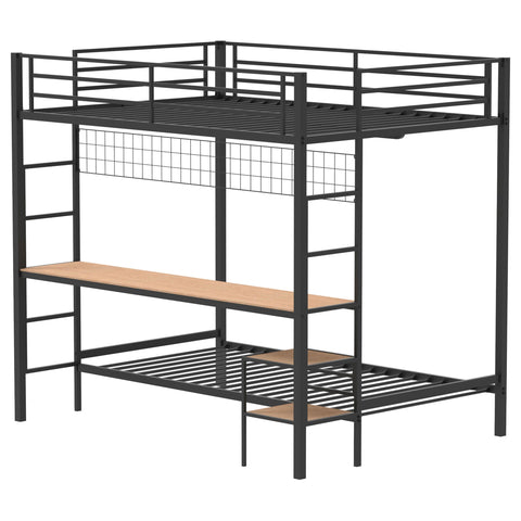 Navarro Full-Over-Twin Workstation Bunk Bed Matte Black