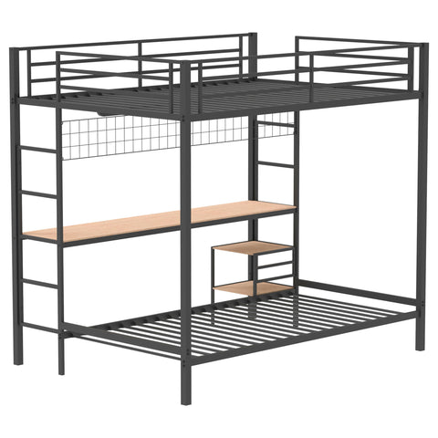 Navarro Full-Over-Twin Workstation Bunk Bed Matte Black