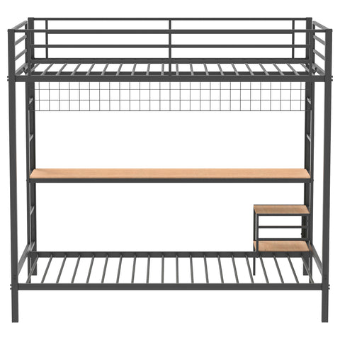 Navarro Full-Over-Twin Workstation Bunk Bed Matte Black