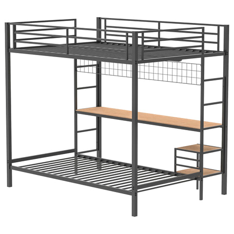 Navarro Full-Over-Twin Workstation Bunk Bed Matte Black