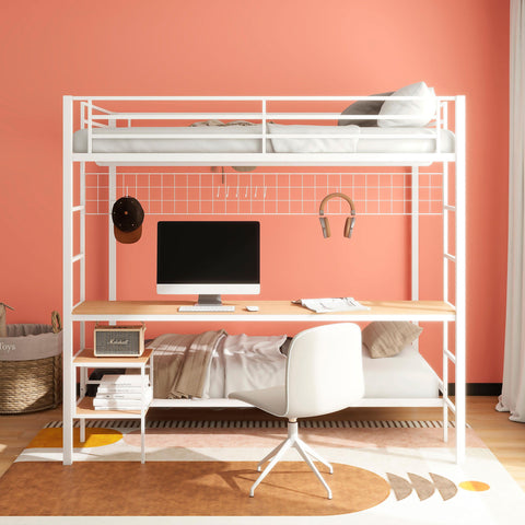 Navarro Full-Over-Twin Workstation Bunk Bed Matte White