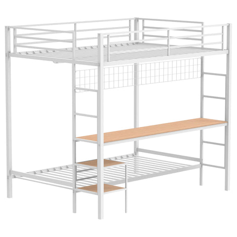 Navarro Full-Over-Twin Workstation Bunk Bed Matte White