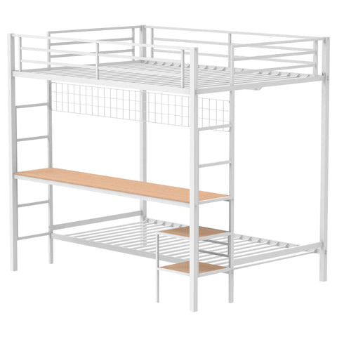 Navarro Full-Over-Twin Workstation Bunk Bed Matte White