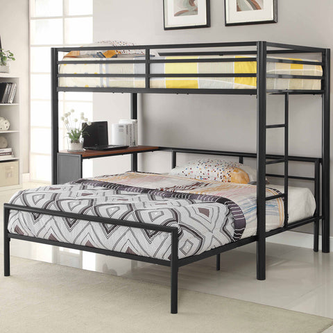 Arlette Twin Over Full Workstation Loft Bed Set GunmetalGunmetal