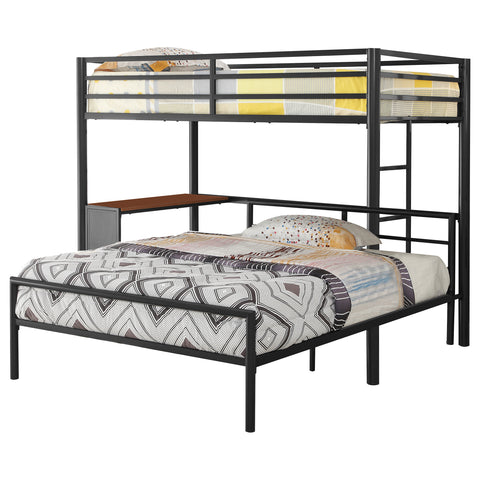 Arlette Twin Over Full Workstation Loft Bed Set GunmetalGunmetal