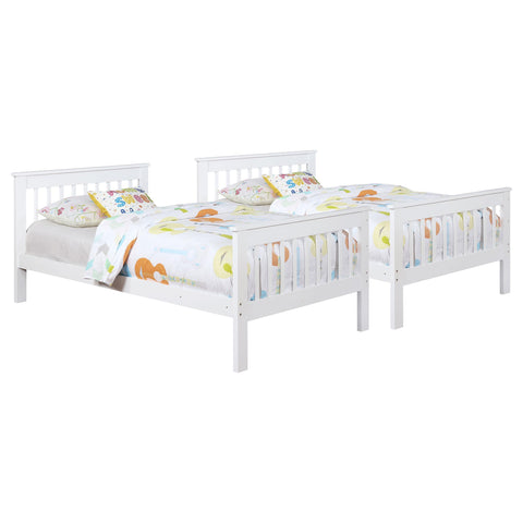 Armstrong Wood Twin Over Twin Bunk Bed with Mattress White