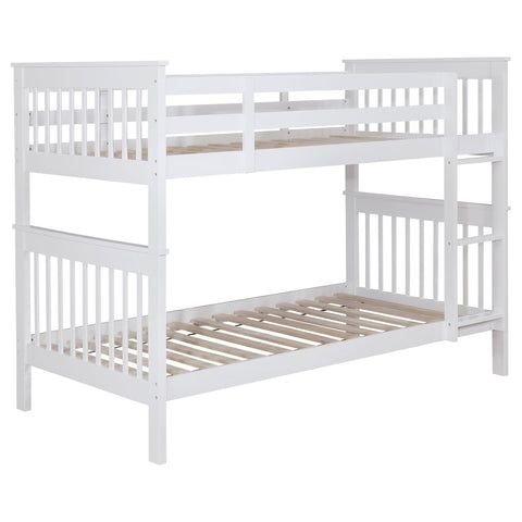 Tamarac Wood Twin Over Twin Bunk Bed WhiteWhite