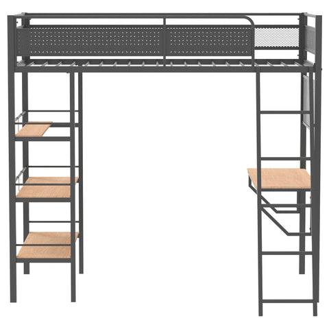 Hamilton Metal Twin Workstation Loft Bed with Desk Matte Black