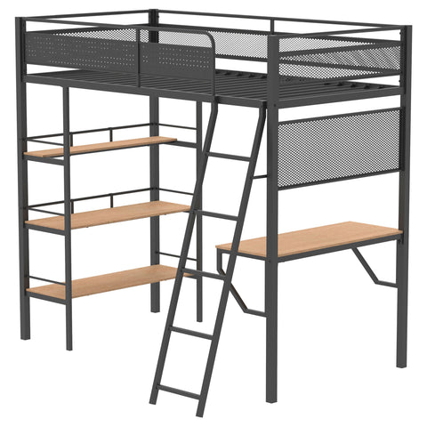 Hamilton Metal Twin Workstation Loft Bed with Desk Matte Black
