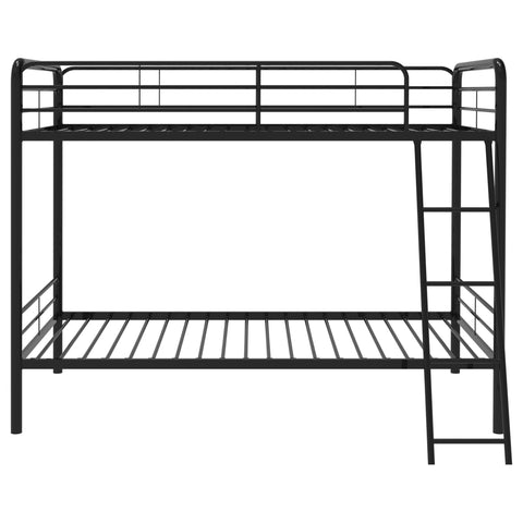 Valle Twin-Over-Twin Steel Bunk Bed with Angled Ladder Glossy Black