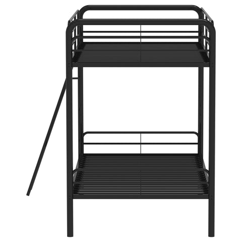 Valle Twin-Over-Twin Steel Bunk Bed with Angled Ladder Glossy Black