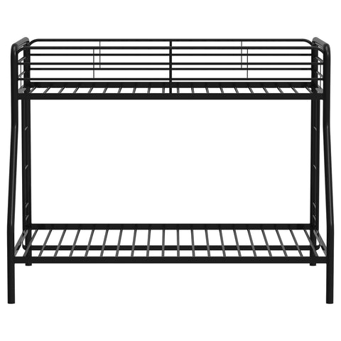 Valle Twin-Over-Full Steel Bunk Bed with Dual Ladders Glossy Black