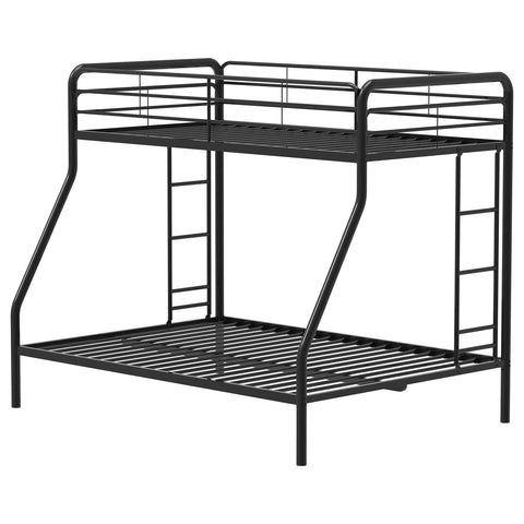 Valle Twin-Over-Full Steel Bunk Bed with Dual Ladders Glossy Black