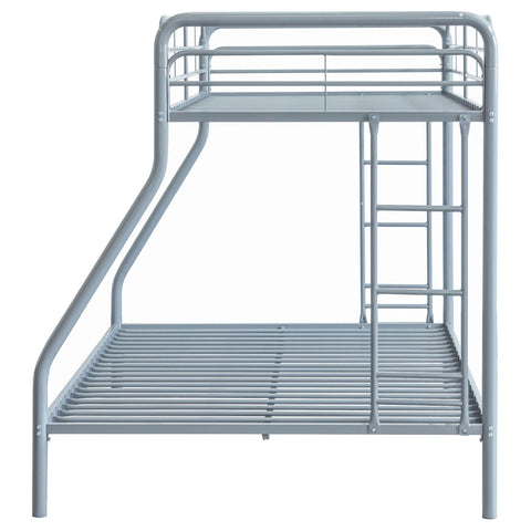 Valle Twin-Over-Full Steel Bunk Bed with Dual Ladders Glossy Silver