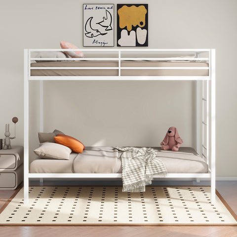 Grant Twin-Over-Twin Steel Bunk Bed with Ladder Matte White