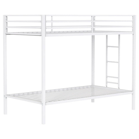 Grant Twin-Over-Twin Steel Bunk Bed with Ladder Matte White