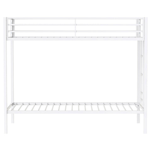 Grant Twin-Over-Twin Steel Bunk Bed with Ladder Matte White