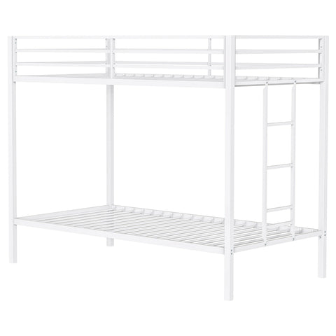 Grant Twin-Over-Twin Steel Bunk Bed with Ladder Matte White