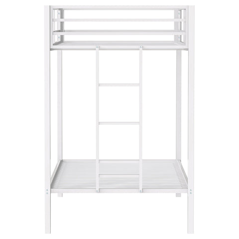 Grant Twin-Over-Twin Steel Bunk Bed with Ladder Matte White
