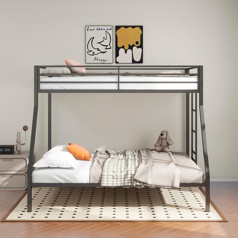 Grant Twin-Over-Full Steel Bunk Bed with Ladder Matte Black