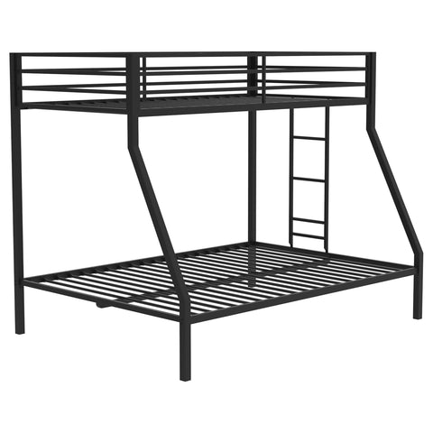 Grant Twin-Over-Full Steel Bunk Bed with Ladder Matte Black